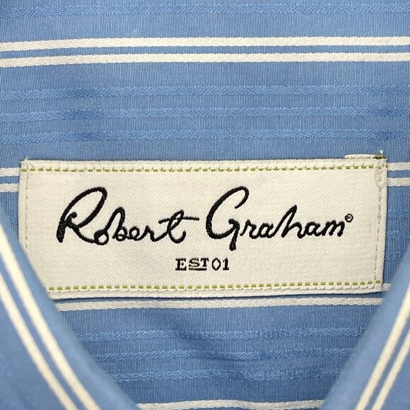 Robert Graham Dress Shirt Men 43/17 Blue Striped Long Sleeve Button Up - Picture 11 of 13